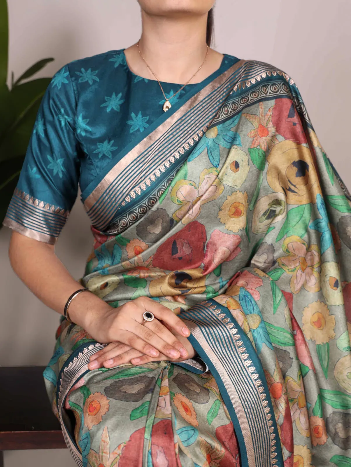 Tussar Silk Bandhni Printed Saree