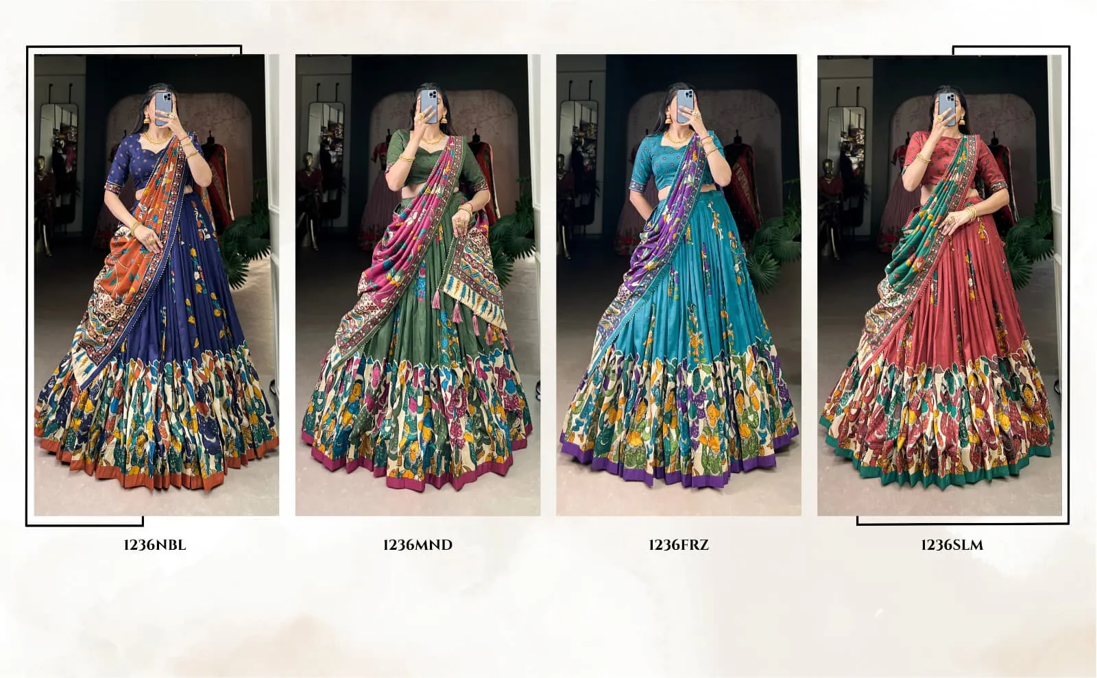 Tussar Silk Kalamkari Print Lehenga Choli For Girls