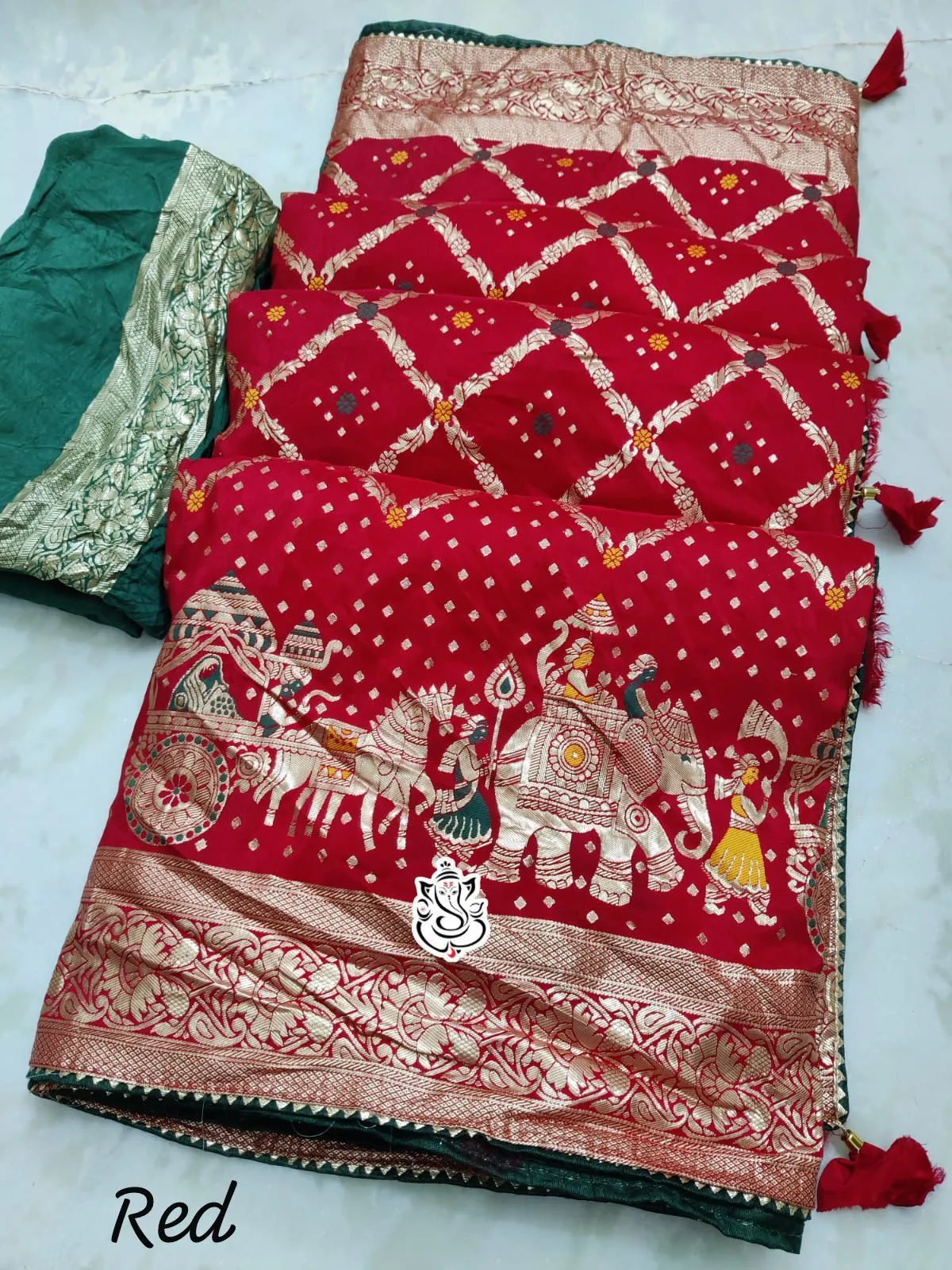 Wedding Special Saree With Zari Animal Weaving