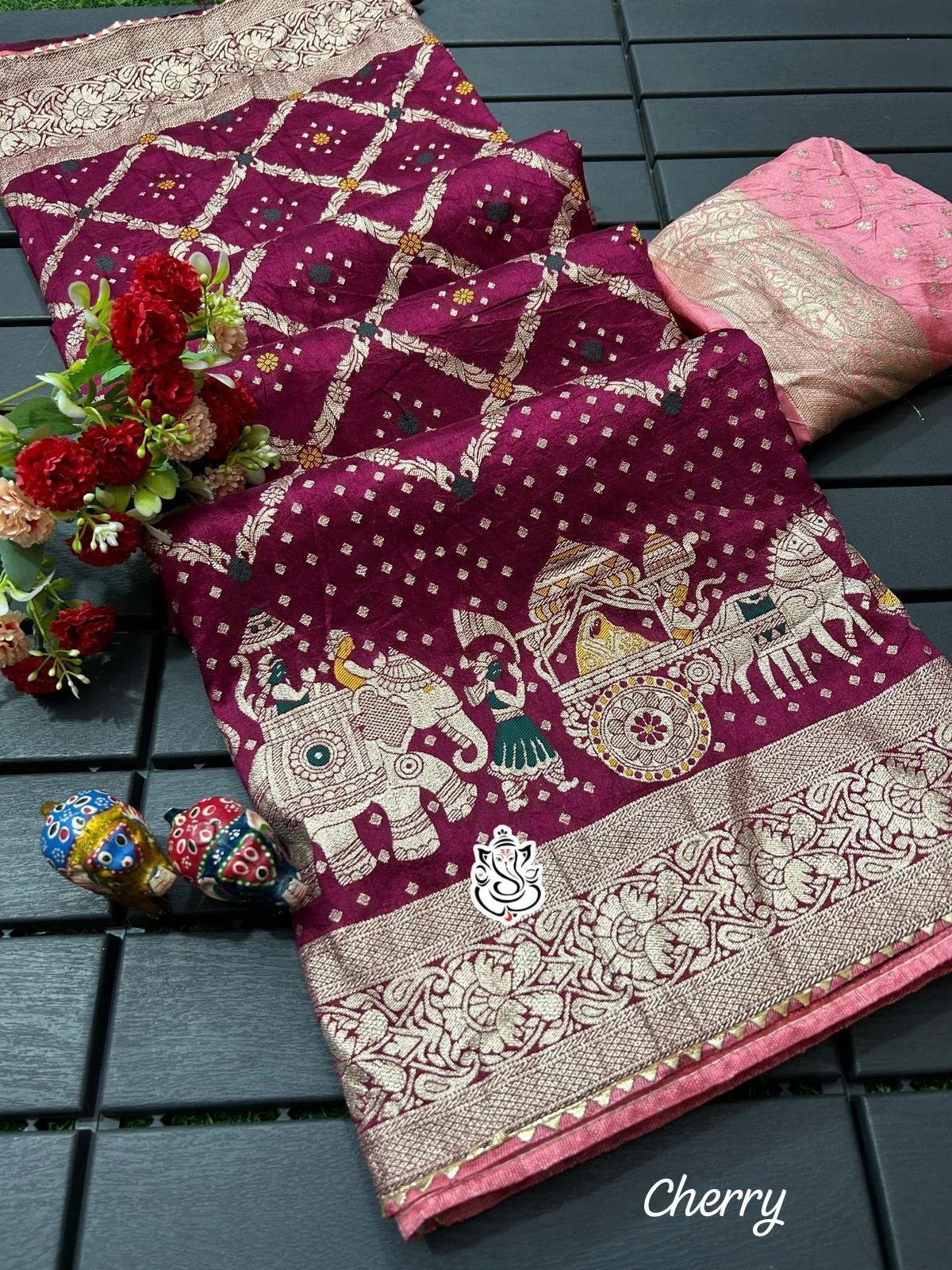 Wedding Special Saree With Zari Animal Weaving