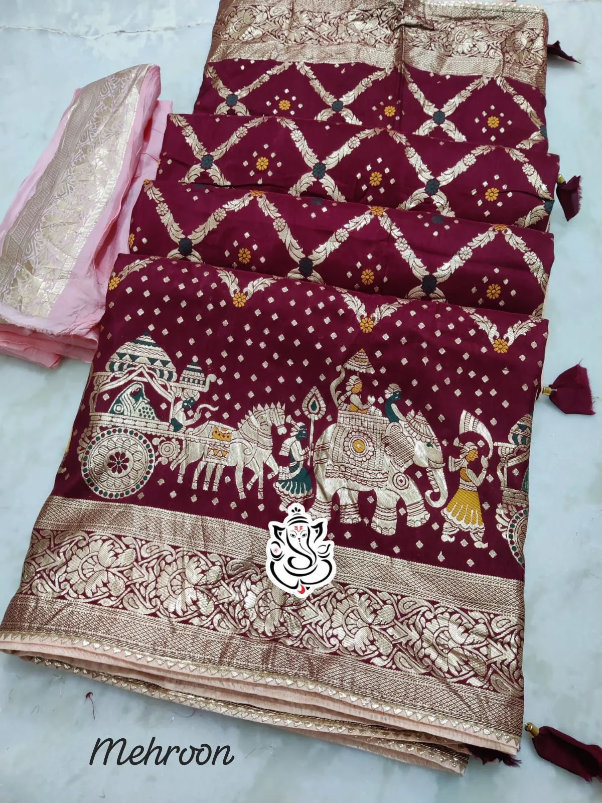 Wedding Special Saree With Zari Animal Weaving