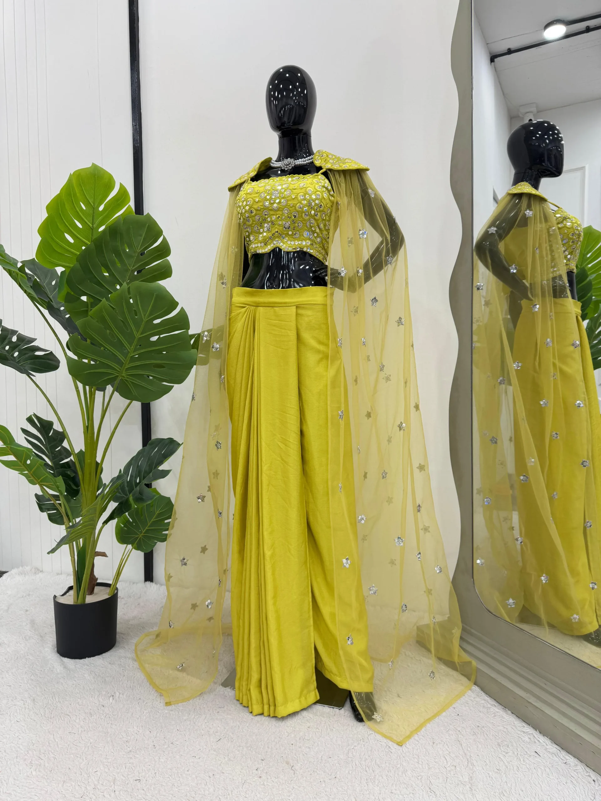 Wedding Wear Indo Western Crop Top With Shrug