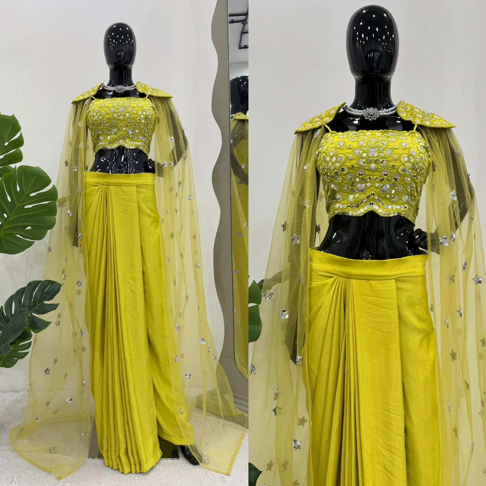 Wedding Wear Indo Western Crop Top With Shrug