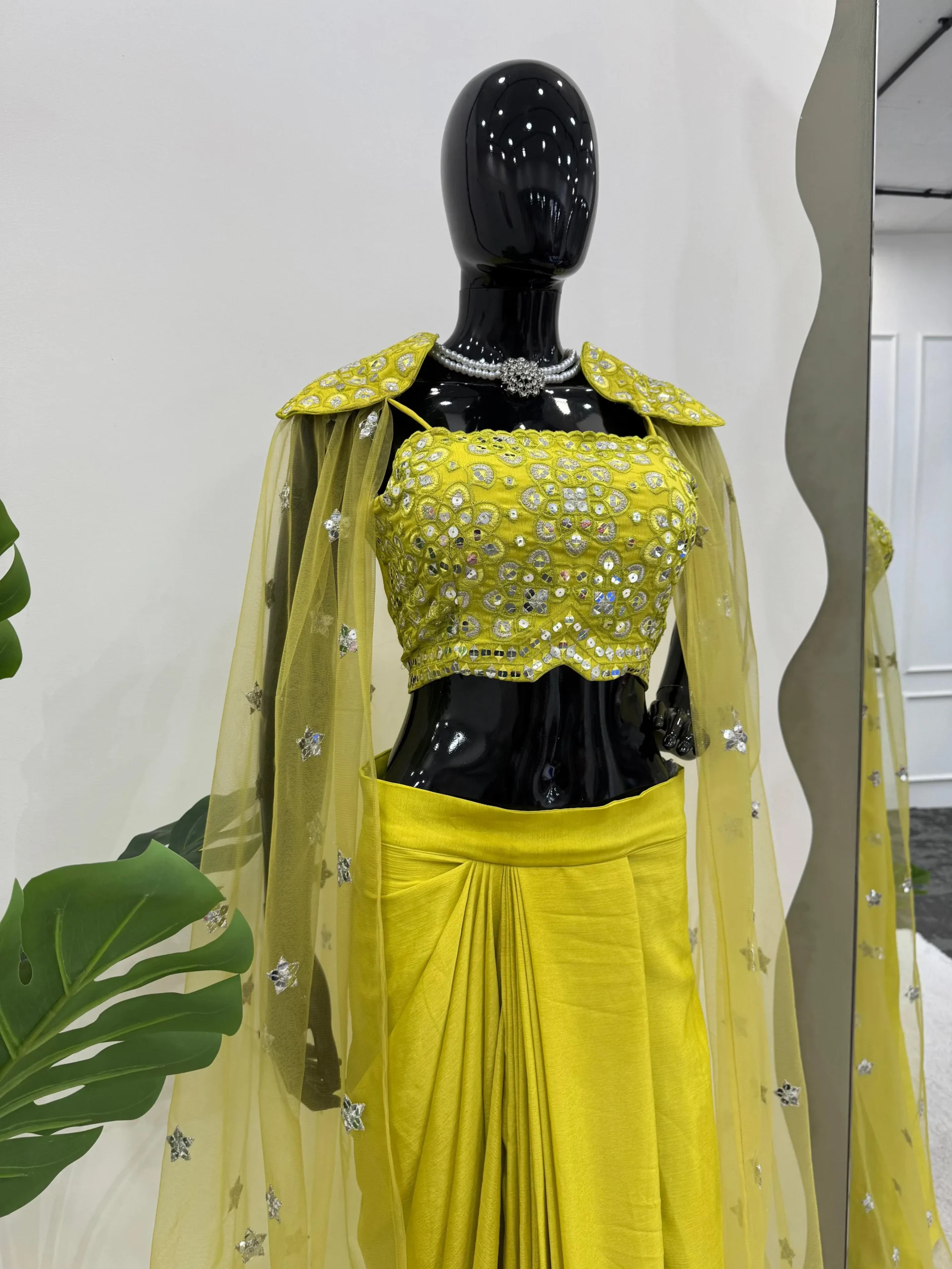 Wedding Wear Indo Western Crop Top With Shrug