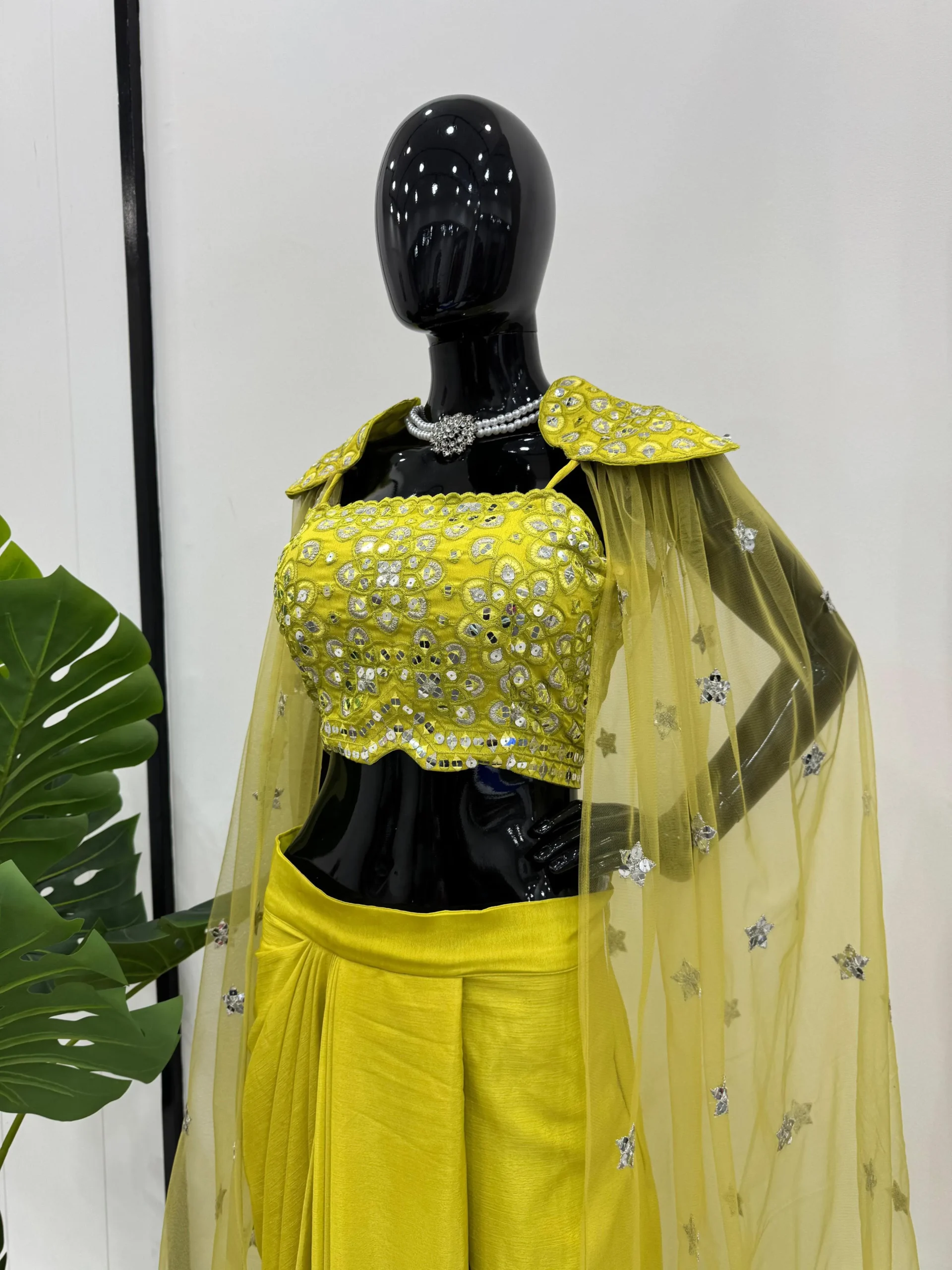 Wedding Wear Indo Western Crop Top With Shrug