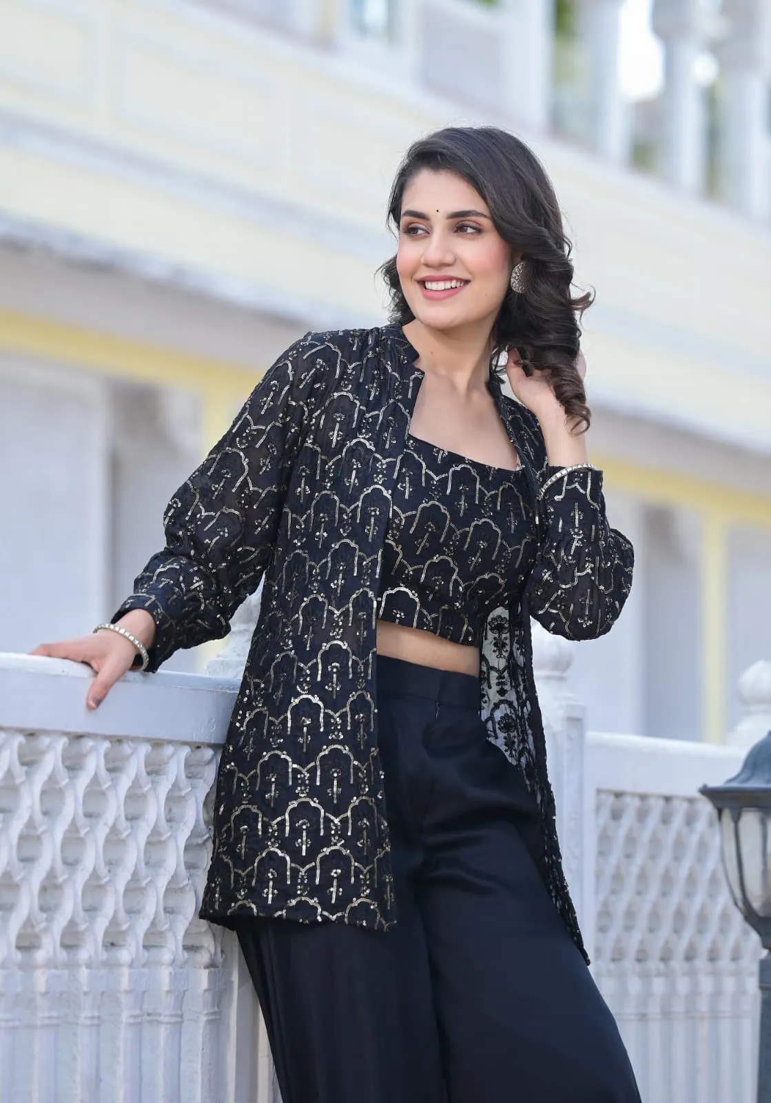Wedding Wear Indo Western Plazzo With Jacket
