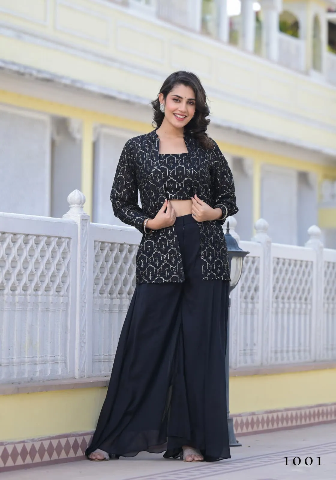 Wedding Wear Indo Western Plazzo With Jacket