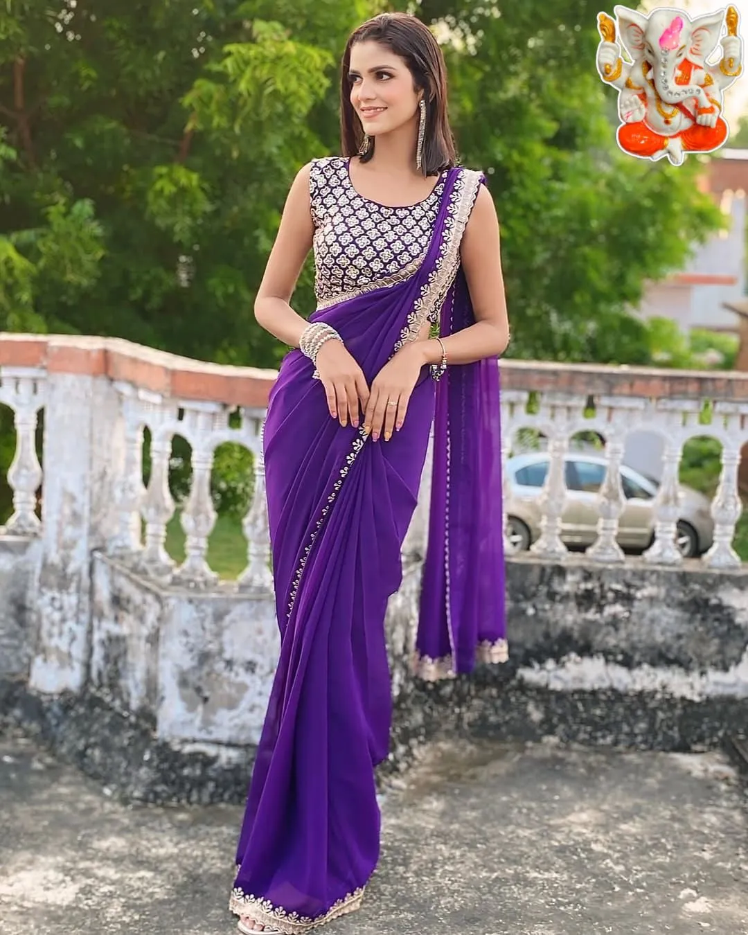 Wedding Wear Saree With Work Blouse
