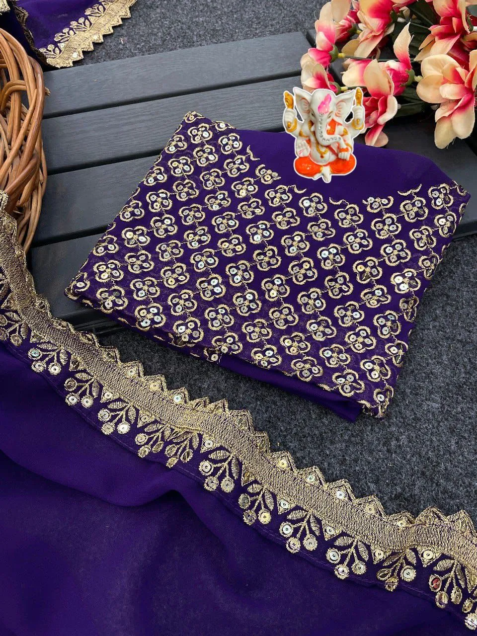 Wedding Wear Saree With Work Blouse