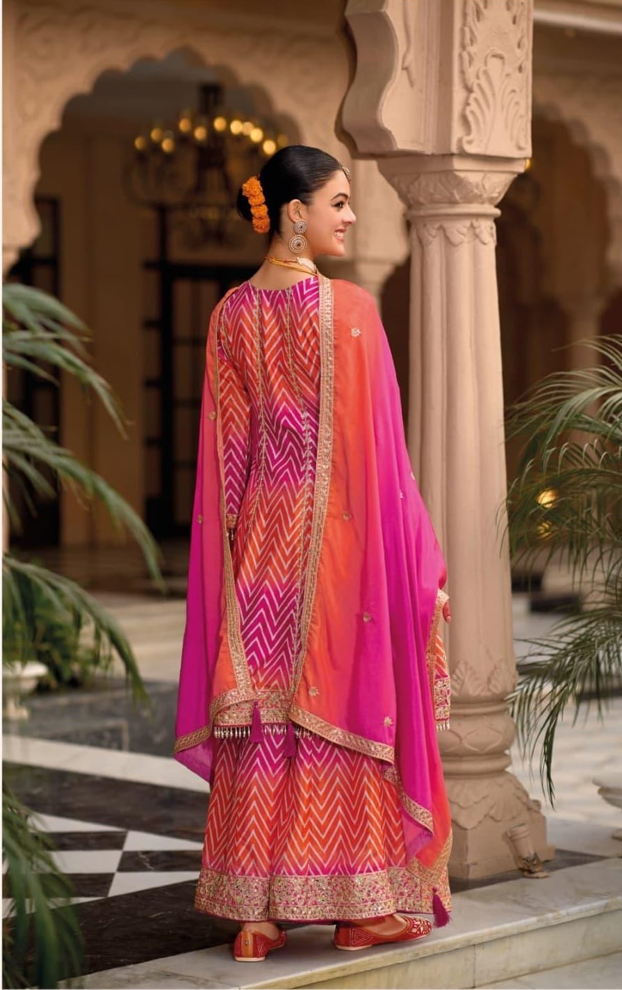Bandhni Printed Readymade Sharara Salwar Kameez