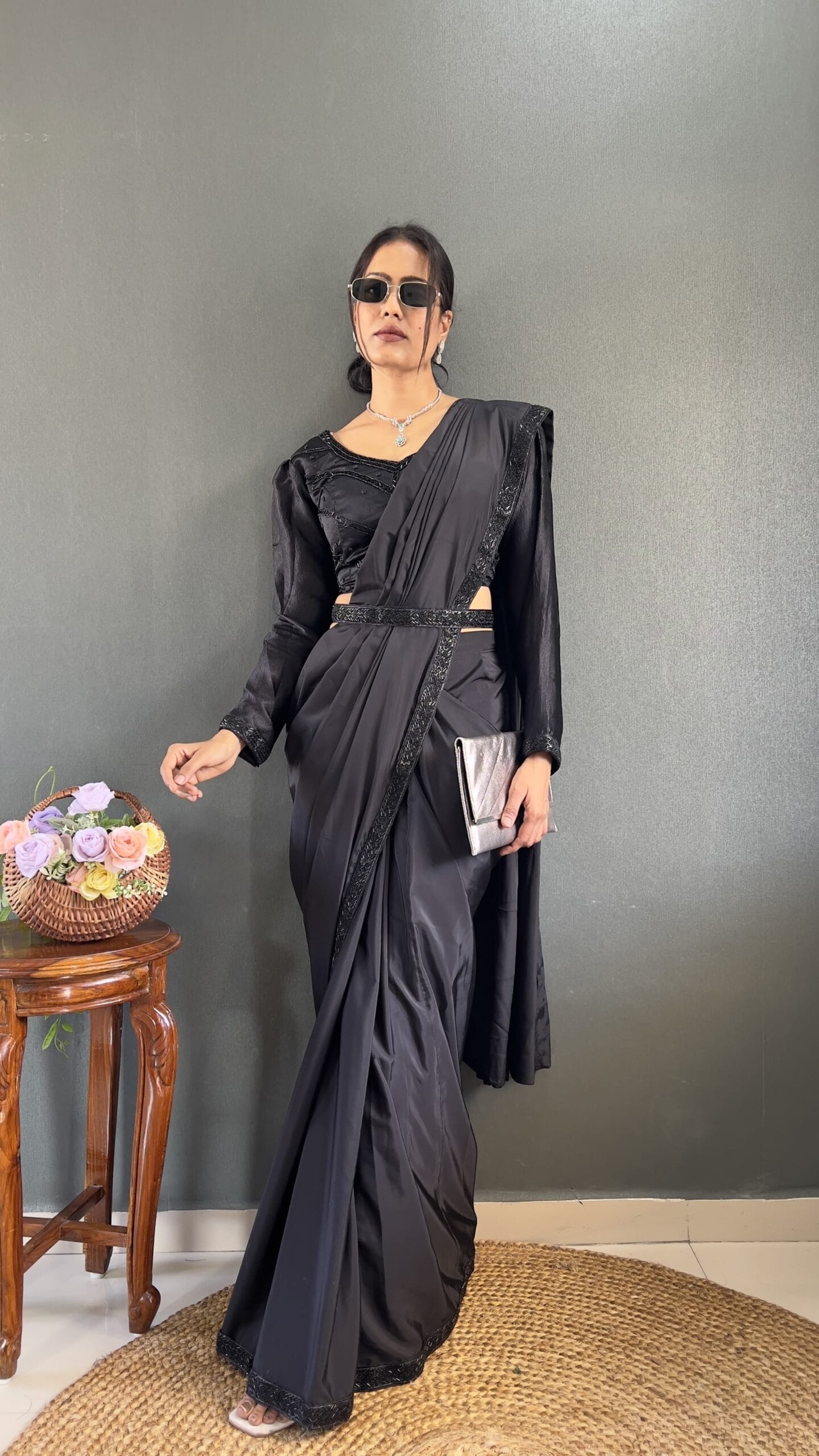 Sophisticated Black Ready-to-Wear Saree for Special Events
