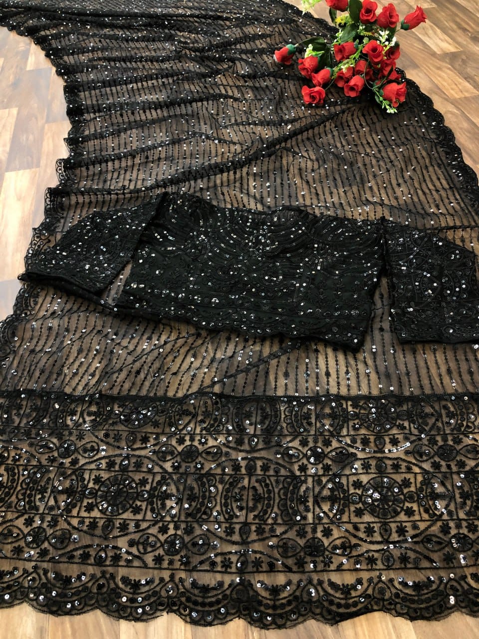 Deepika Padukone Black Saree