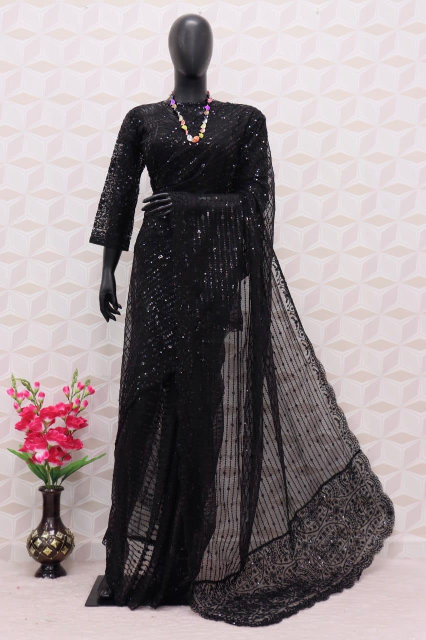 Deepika Padukone Black Saree