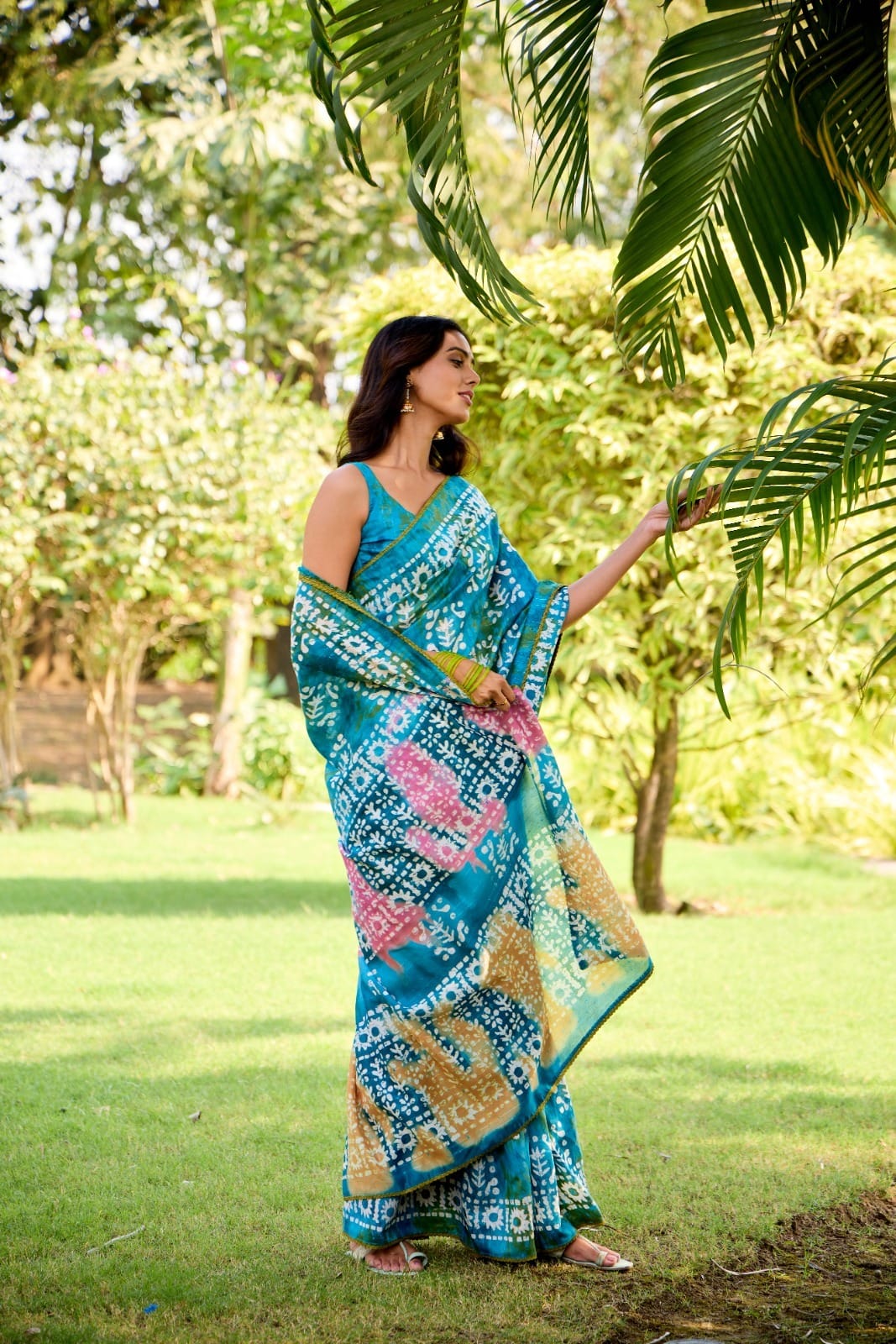 Pure Cotton Hand Batik Printed Saree For Office Wear