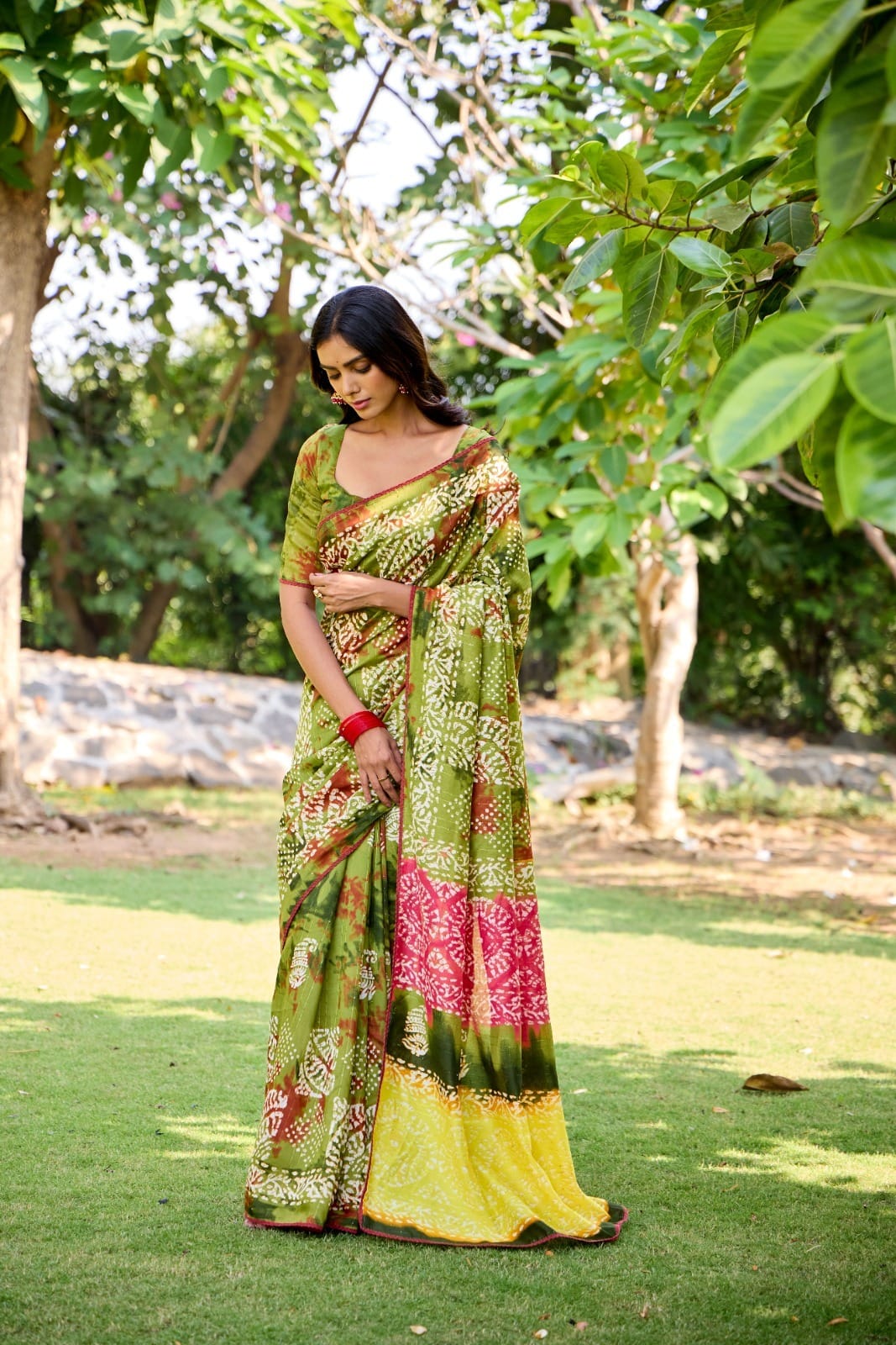 Pure Cotton Hand Batik Printed Saree For Office Wear