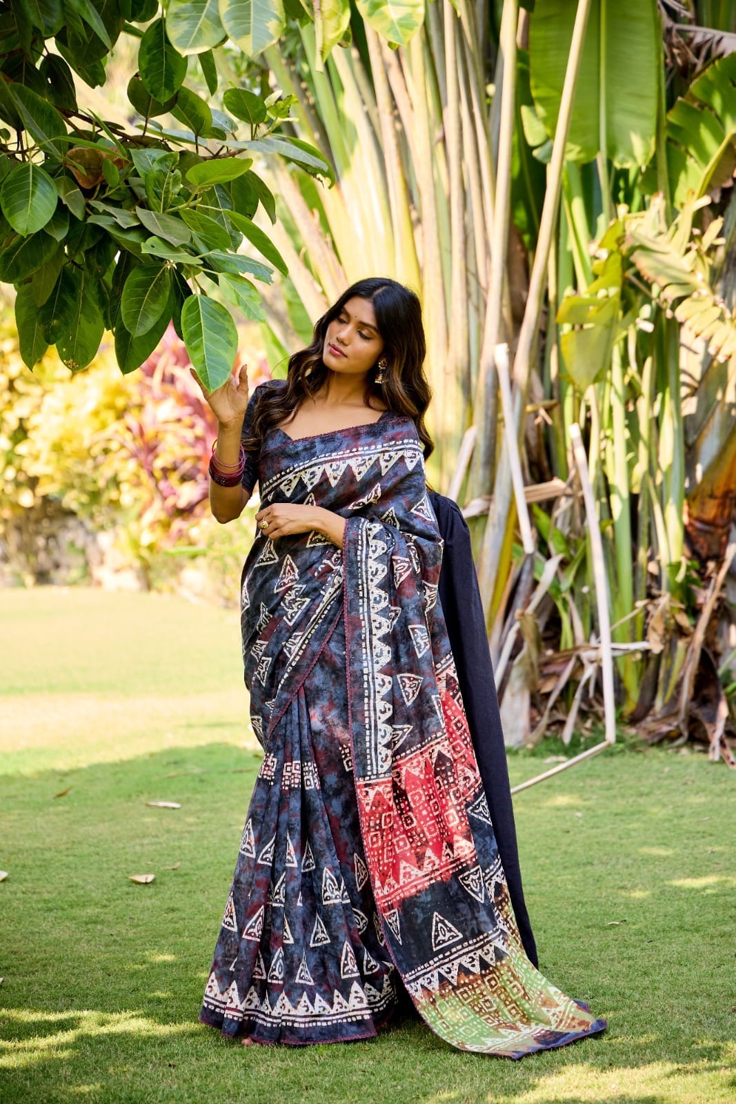 Pure Cotton Hand Batik Printed Saree For Office Wear