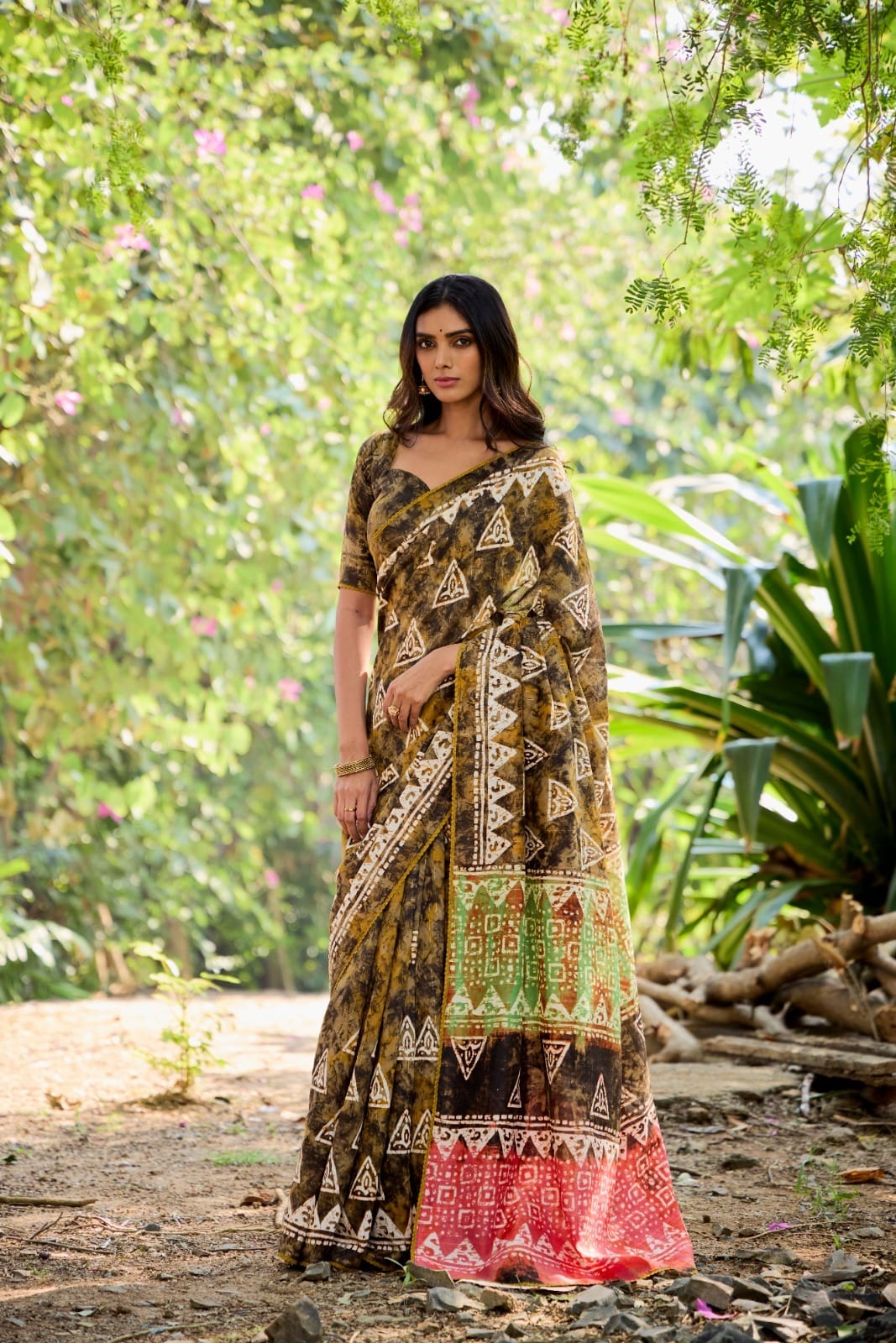 Pure Cotton Hand Batik Printed Saree For Office Wear