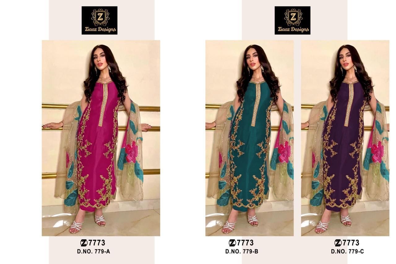 Hand Embroidery Pakistani Straight Salwar Suit Festive Wear