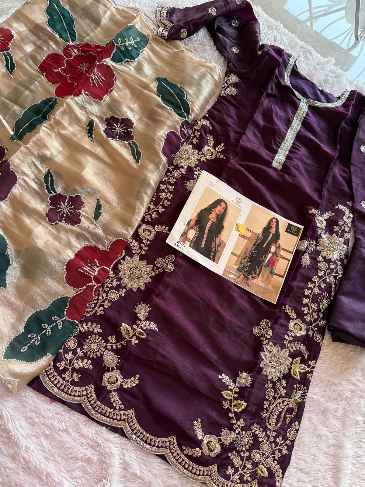 Hand Embroidery Pakistani Straight Salwar Suit Festive Wear