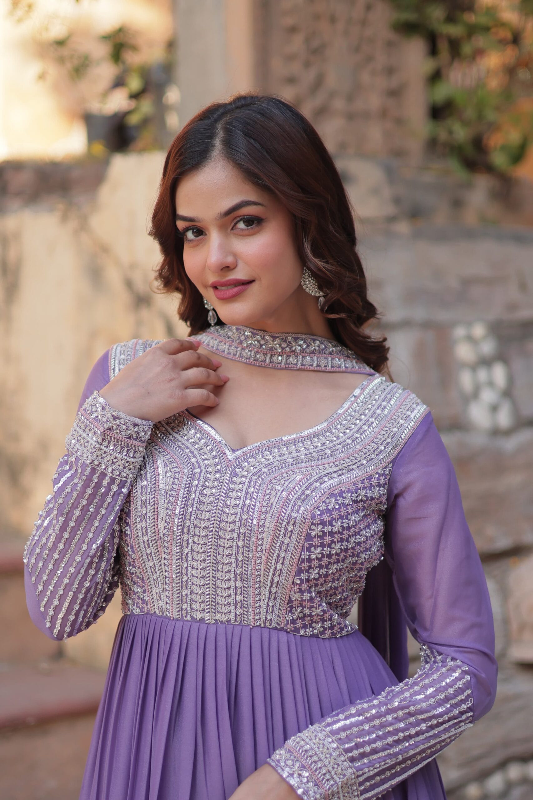 Beautiful Light Shade Anarkali Gown With Dupatta Ethnic Wear