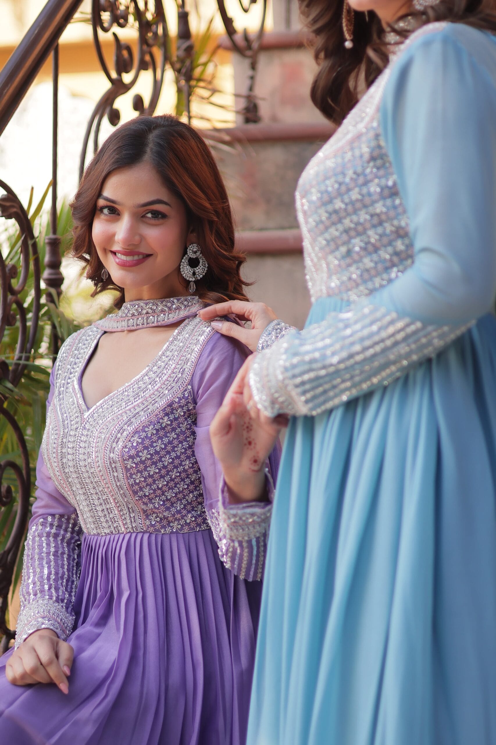 Beautiful Light Shade Anarkali Gown With Dupatta Ethnic Wear