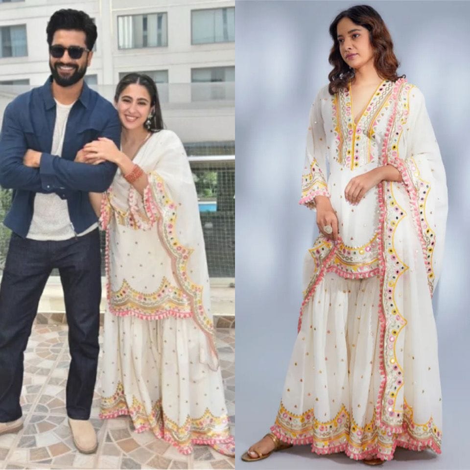 Designer White Color Sharara Suit Wore By Sara Ali Khan Bollywood Suits