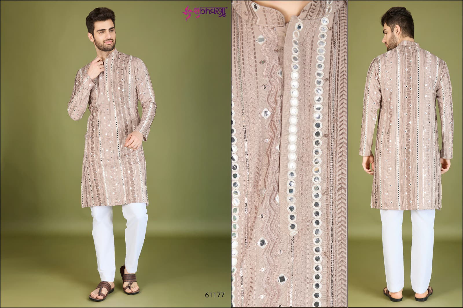 Traditional Embroidery Work Mens Kurta For Wedding Wear