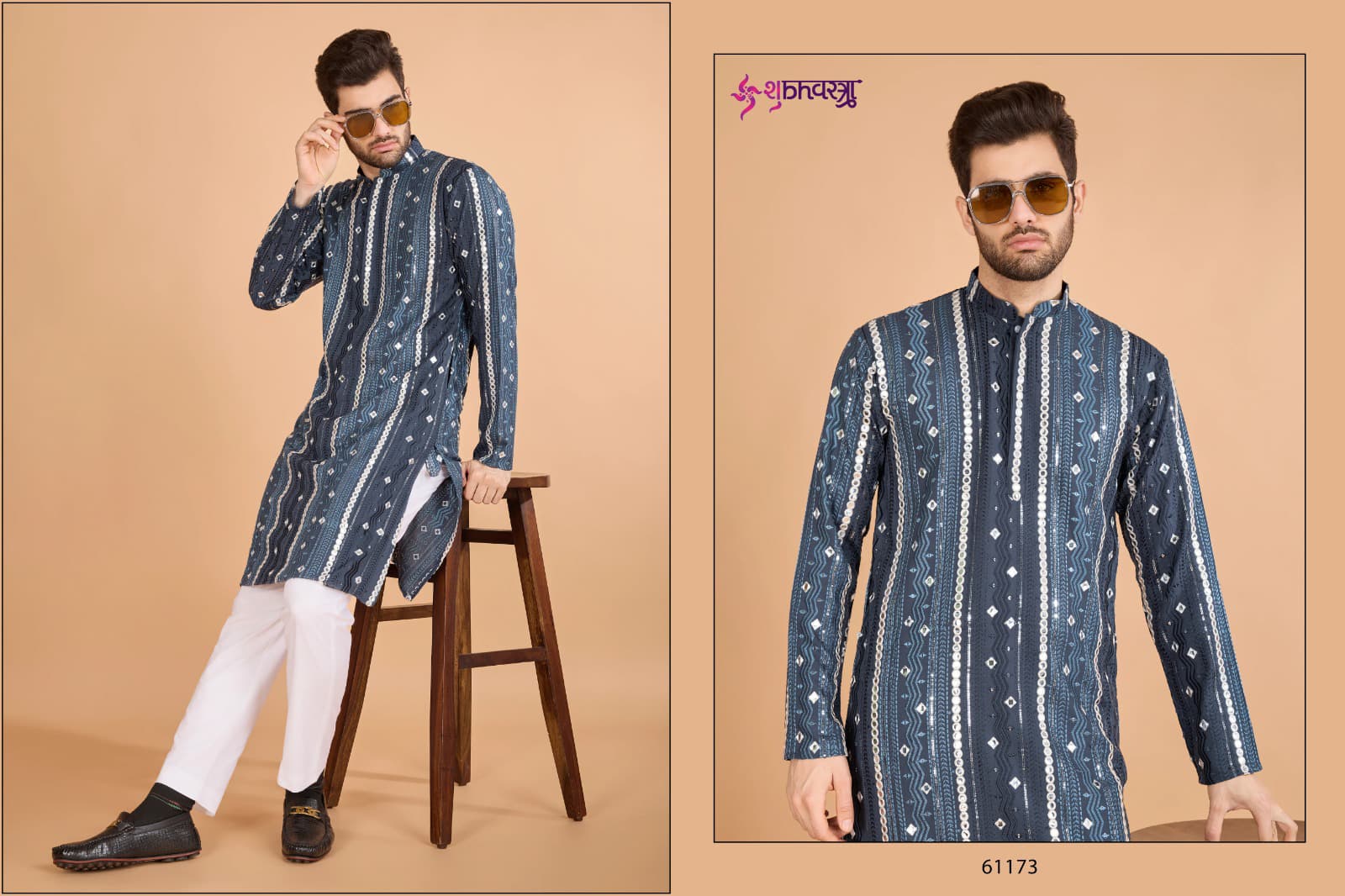 Traditional Embroidery Work Mens Kurta For Wedding Wear
