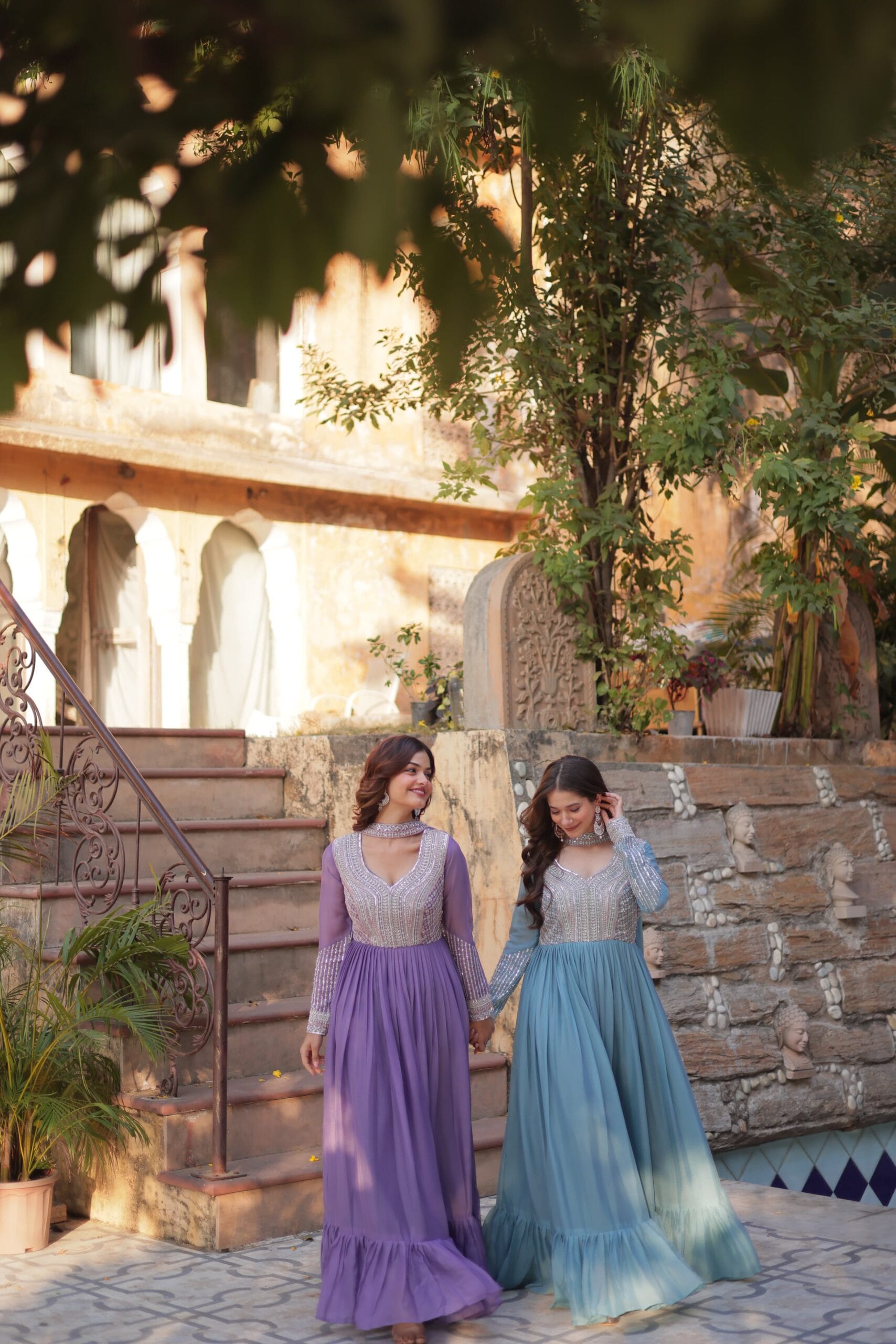 Beautiful Light Shade Anarkali Gown With Dupatta Ethnic Wear