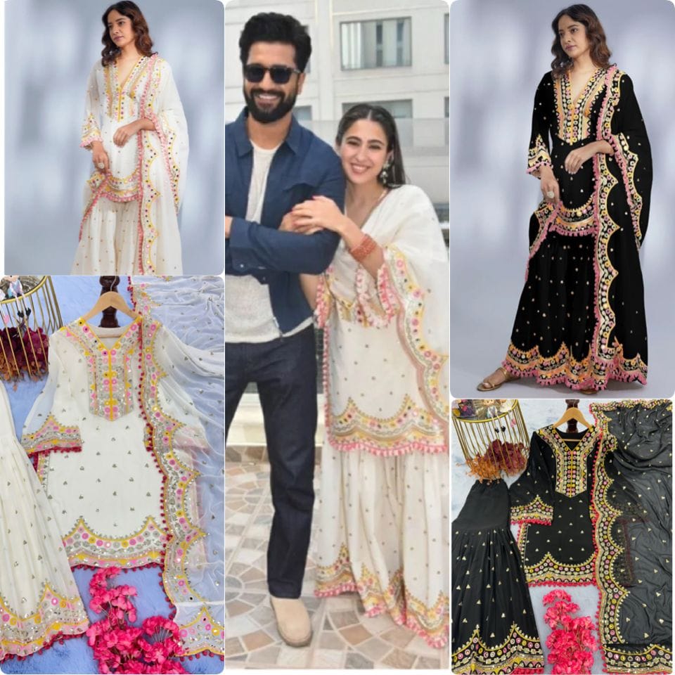 Designer White Color Sharara Suit Wore By Sara Ali Khan Bollywood Suits