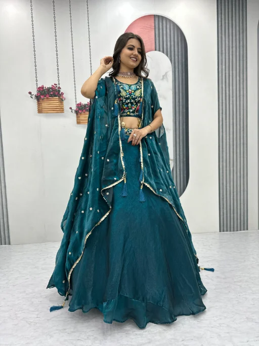 Designer Lehenga Choli with Shrug for Girls