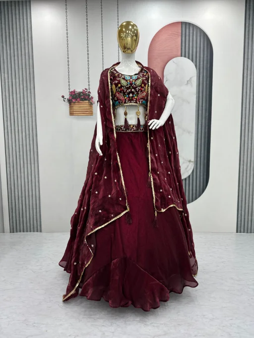 Designer Lehenga Choli with Shrug for Girls