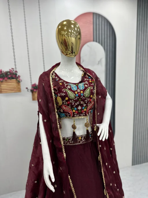 Designer Lehenga Choli with Shrug for Girls