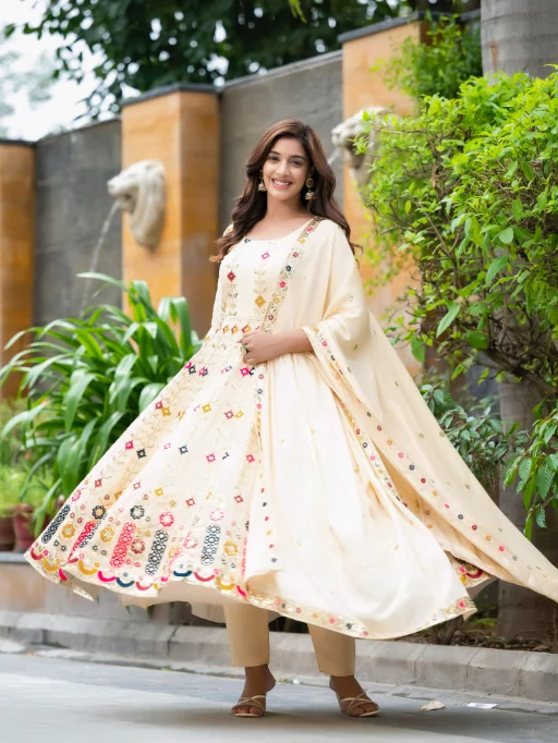 Designer Multi Color Embroidery Work Anarkali Suit (2)