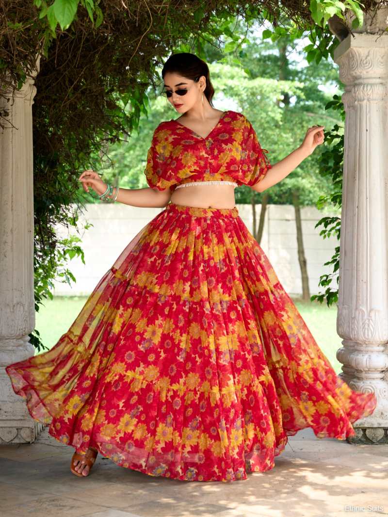 Floral Printed Readymade Lehenga Set