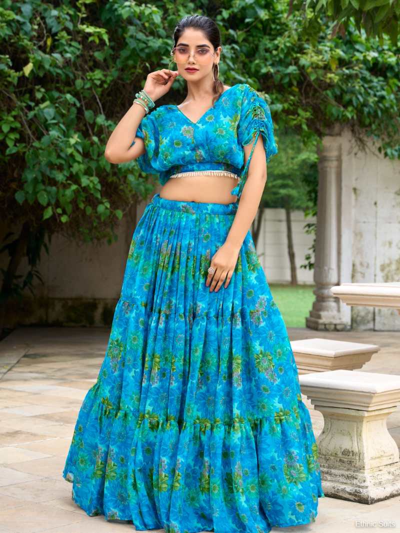 Floral Printed Readymade Lehenga Set