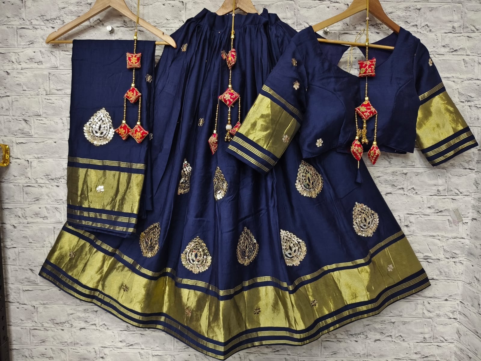 Gaji Silk Chaniya Choli With Gota Patti Work