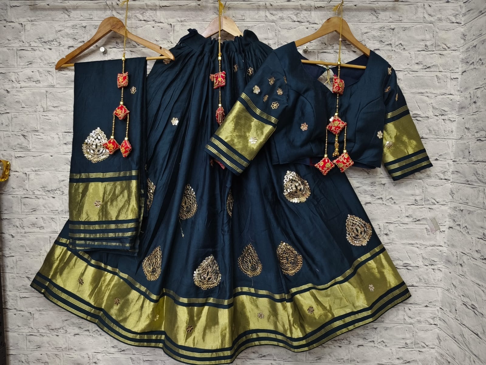 Gaji Silk Chaniya Choli With Gota Patti Work