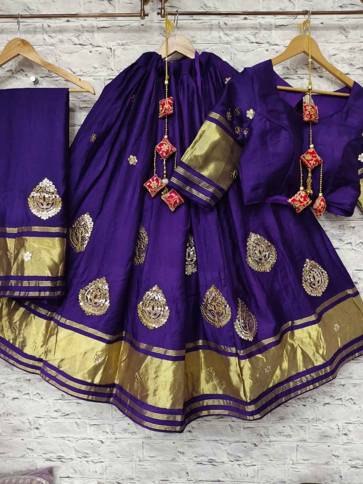 Gaji Silk Chaniya Choli With Gota Patti Work