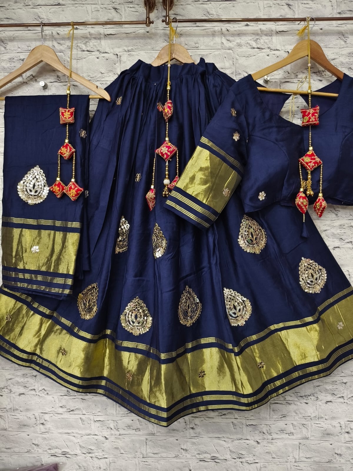 Gaji Silk Chaniya Choli With Gota Patti Work