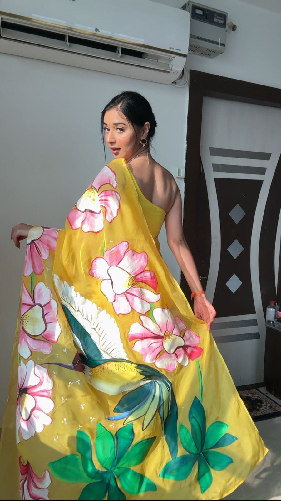 Yellow Color Haldi Function One Minute Saree