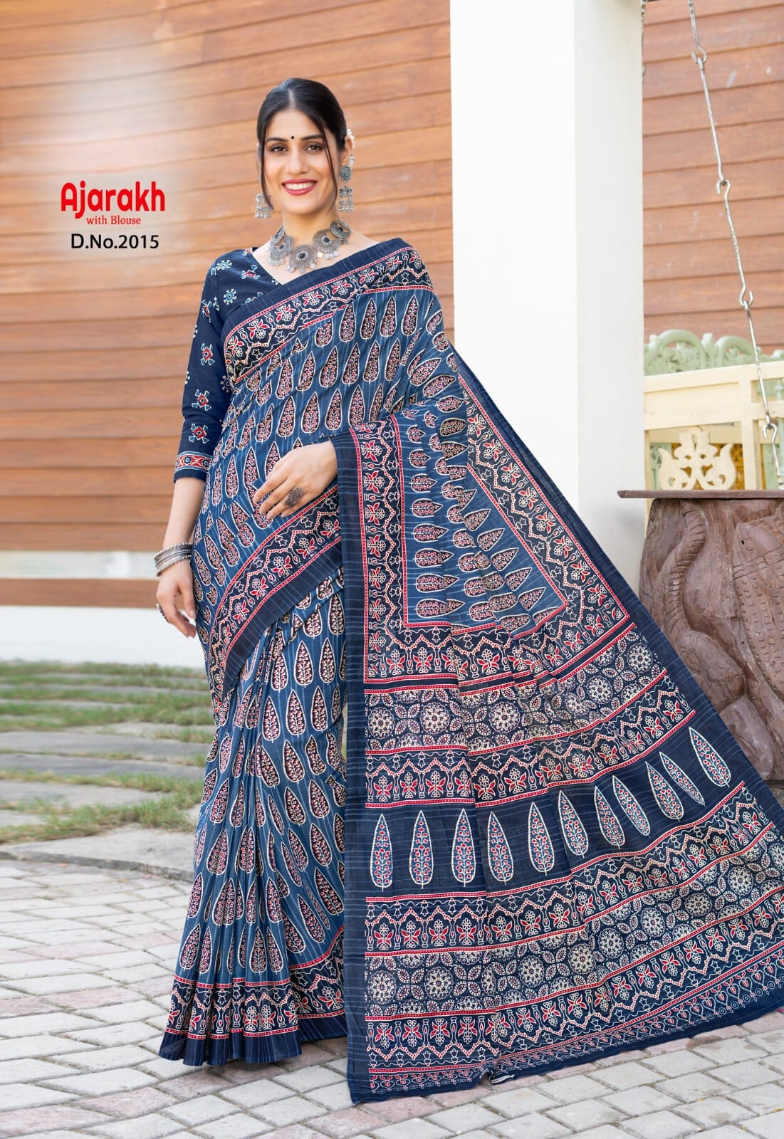 Daily Wear Cotton Ajrakh Printed Saree