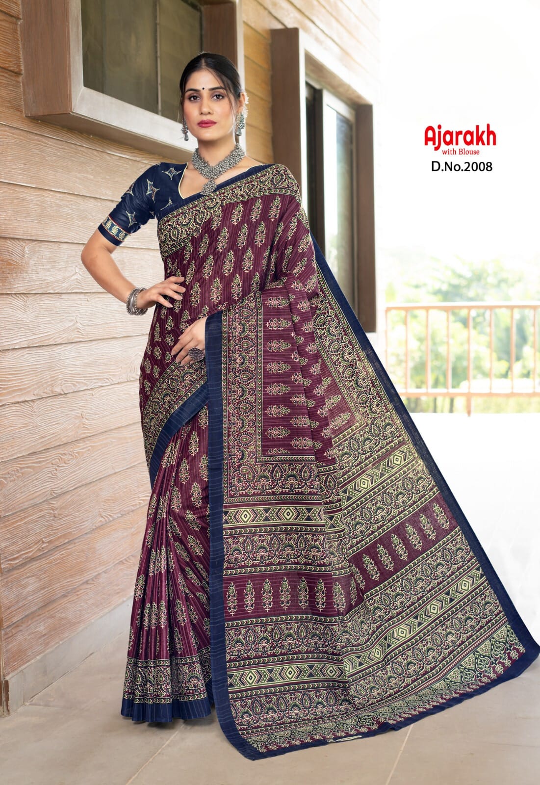 Daily Wear Cotton Ajrakh Printed Saree
