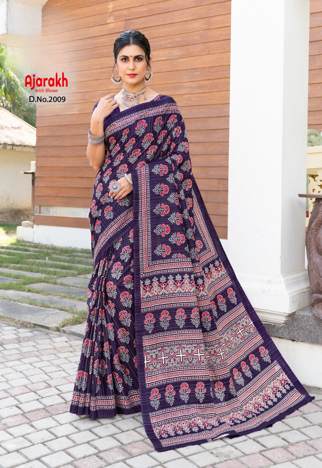 Daily Wear Cotton Ajrakh Printed Saree