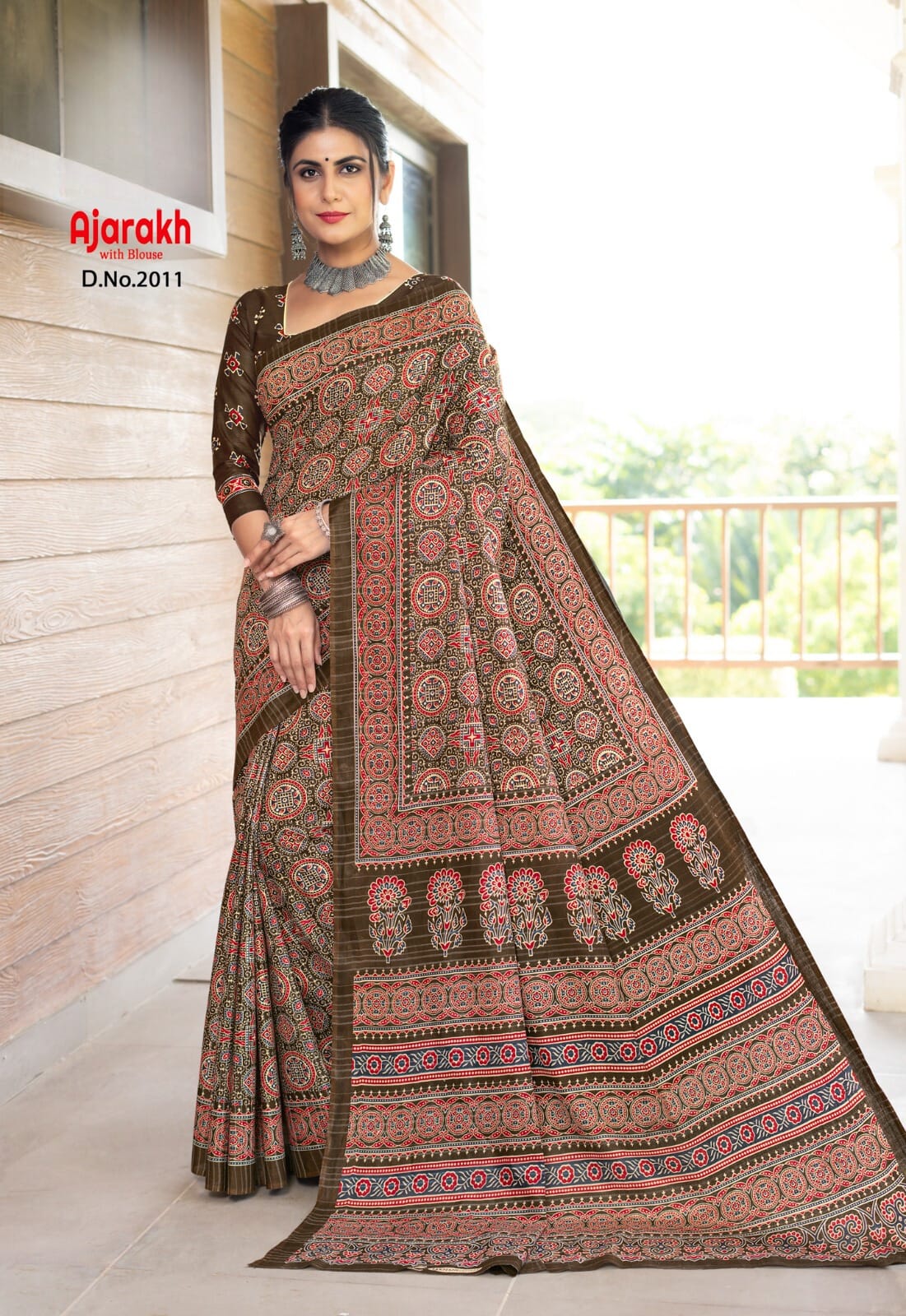 Daily Wear Cotton Ajrakh Printed Saree