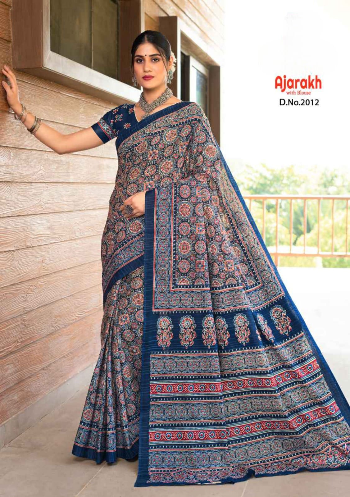 Daily Wear Cotton Ajrakh Printed Saree