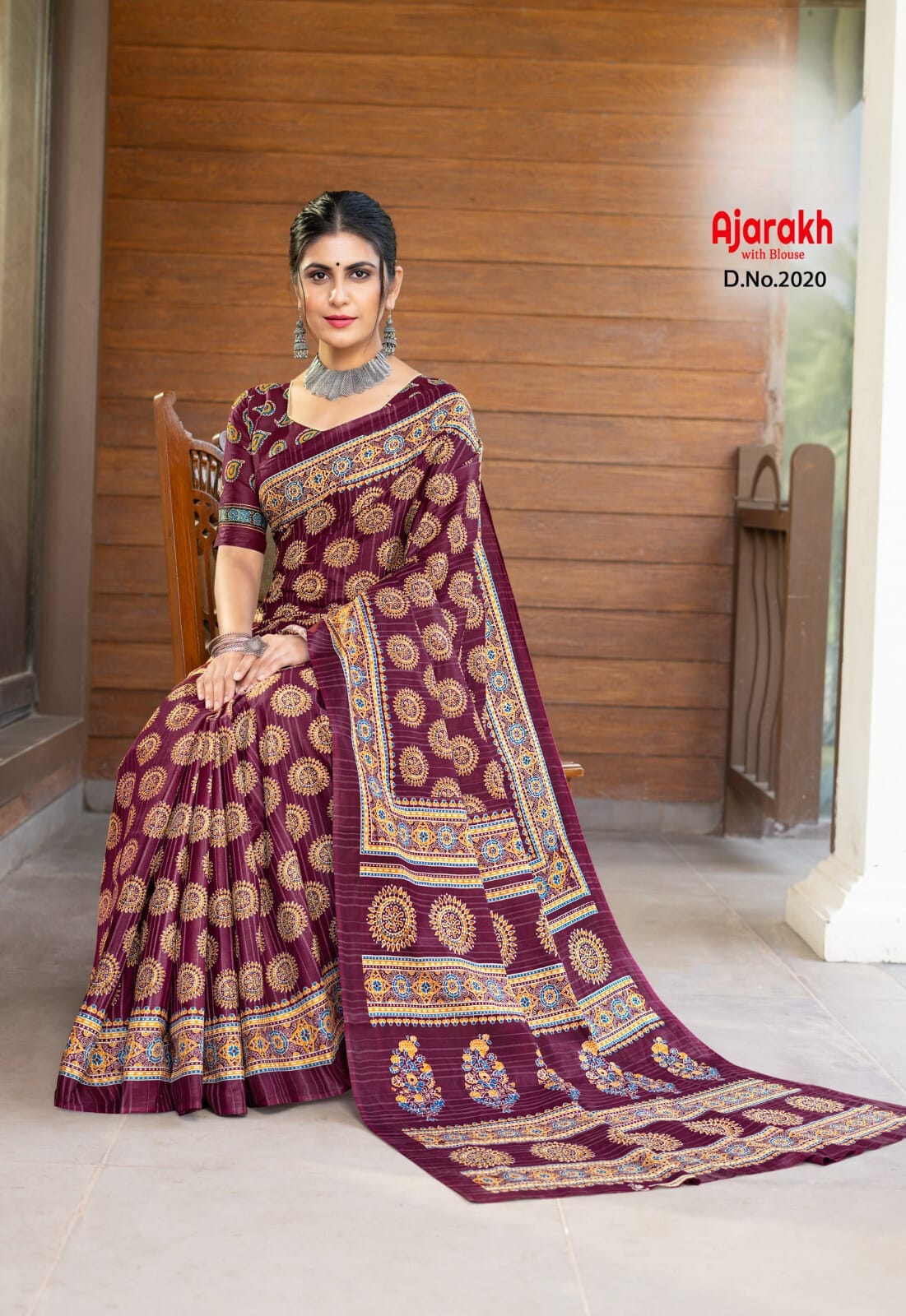 Daily Wear Cotton Ajrakh Printed Saree