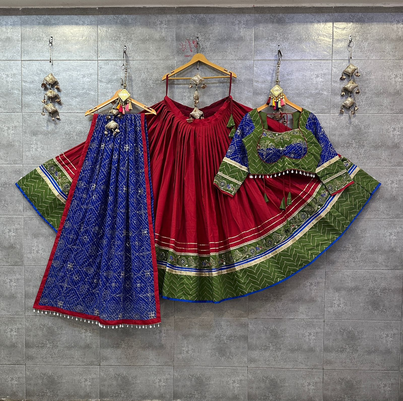 Big Flair Roman Silk Navratri Chaniya Choli Vintage Style