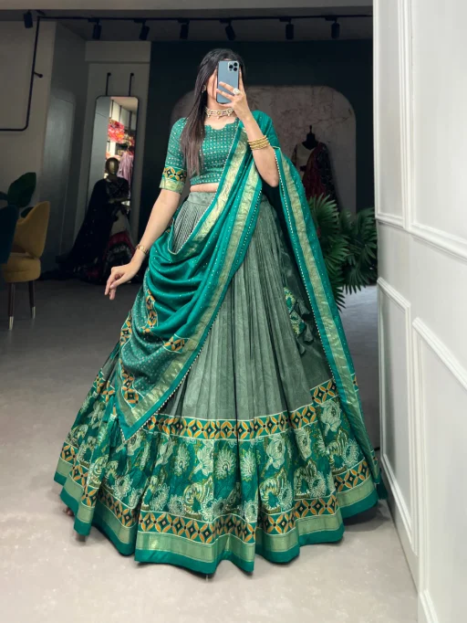 Tussar Silk Printed Chaniya Choli for Wedding