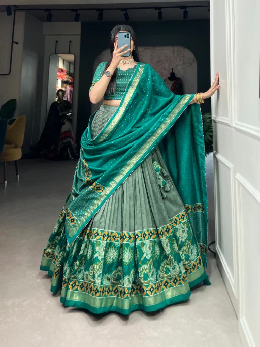Tussar Silk Printed Chaniya Choli for Wedding